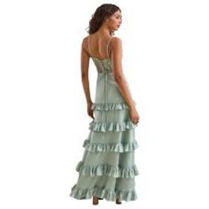 Elegant Green Ruffle Maxi Dress